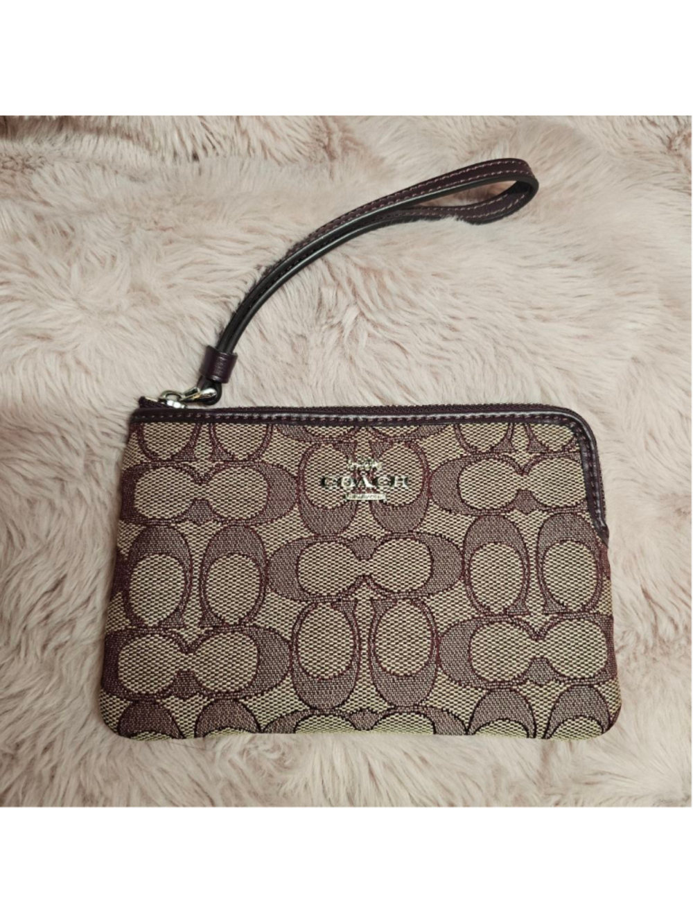 Coach Signature Canvas Small Wristlet (F58033) - Burgundy